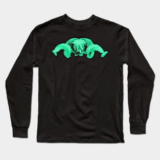 Ram Skull Green Long Sleeve T-Shirt